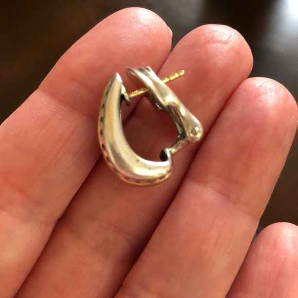 David Yurman Thoroughbred SS & 18k Gold Earrings - Picture 10 of 12